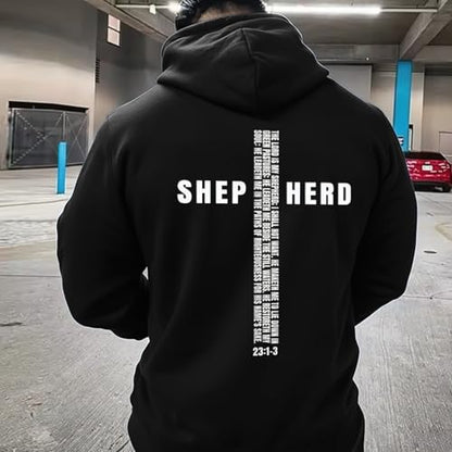 Christian Hoodies for Men Women, Religious Faith Sweatshirt Cross Jesus Psalms 23:1-3 Letter Print Graphic Hoodies - color: Cross Black, size: Small