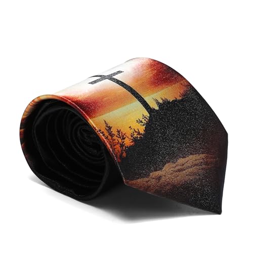 ASVP Shop Easter Mens Ties Jesus Resurrection Cross Necktie Tie Religious Neckties Christianity - style: Sunrise