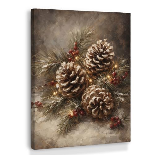 XINCEYWJ Moody Cottagecore Christmas Pine Core Wall Art Decor 558XS-YH - color: pinecone, size: 11x14in