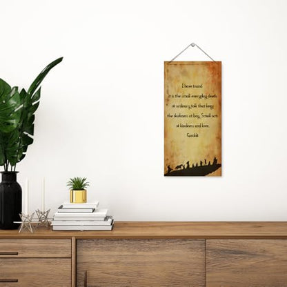 Inspirational Wood Sign - Gandalf Quotes 'Small Deeds of Ordinary Folk Keep the Darkness At Bay' - Decorative Hanging Wall Plaque for Positive Home and Living Room Decor
