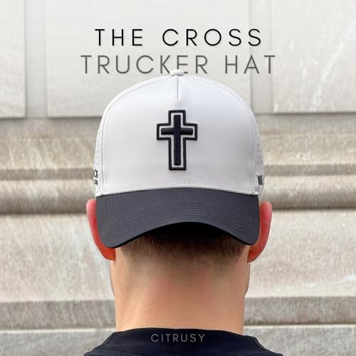 CITRUSY Athletic Trucker Golf Hat | Performance Mens 5 Panel Cap | Cool Breathable Waterproof Workout Running Snapback - color: Cross | Black