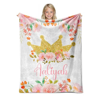 Personalized Baby Crown Blanket for Girls with Name - color: Crown