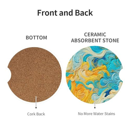 Abstract 2 Pack Car Cup Holder Coasters Ceramic Drink Coasters - color: Gray