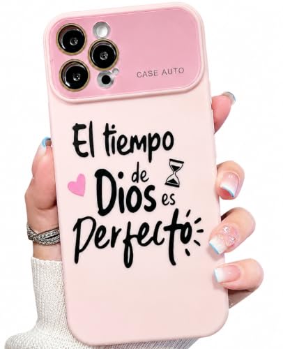 for iPhone 17 Pro Max Case God's Timing is Perfect Spanish Bible Verse Phone Case, Full Camera Lens Protection, Shockproof Drop Resistant Durable Cover (Pink, iPhone 12 Pro) - color: pink, size: iPhone 12 Pro