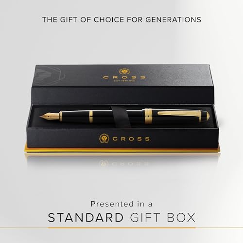 Cross Bailey Light Polished Black Fountain Pen, Medium Nib, Black Ink