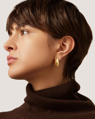 Small 4Pcs 14K Gold Huggie Hoop Earrings Sets for Women Non Tarnish - style: Gold&Sty24