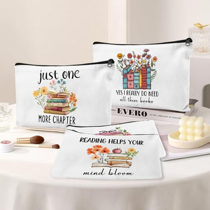 30Pcs Book Lovers Makeup Bag Book Club Gifts for Women Cosmetic Bags with Zipper Large Capacity Travel Toiletry Bag for Bookish Librarian Reader Gifts - style: Book