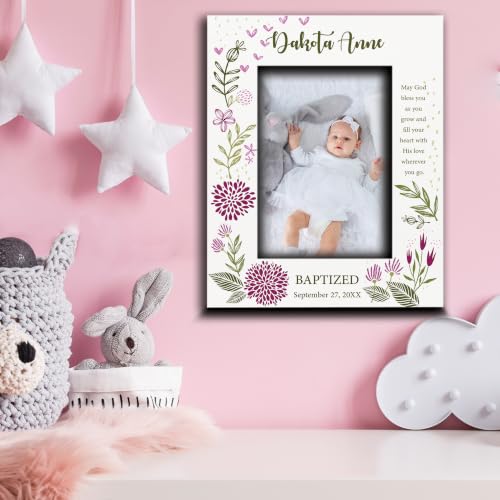 BELLA BUSTA-Personalize -Baptism, Dedication, Confirmation, First Communion Theme Picture Frame-Keepsake from Godparents, Friends, Family-UV Print Frame (Pink (5x7 Vertical)) - color: Pink (5x7 Vertical)