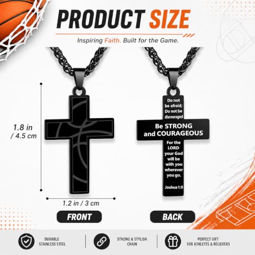 Smilelife Soccer Baseball Basketball Football Cross Necklace for Boys Men - style: Basketball