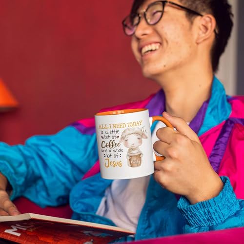Customized Christian Holiday Ceramic Cup 11oz 15oz, Personalized Unique Name White Tea Cup, Awesome Jesus Lovers Mugs Gifts For Him Her, Custom Cute Lamb Drinking Coffee On Mugs - color: XUA-324-1563-Christian Holiday
