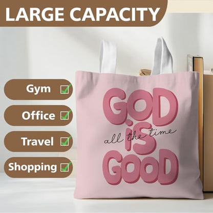 Preppy Coquette Pink Tote Bag, Trendy Shoulder Canvas Tote Bags, Durable Reusable Grocery Bag for Shopping and Travel - color: Red God