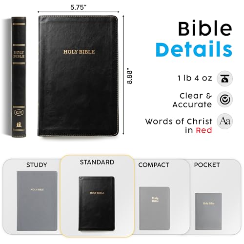 Printualist Personalized KJV Thinline Holy Bible with Name Engraved, Red Letter King James Version, Faux Leather Black Cover, Custom Gift Bible for Christian Celebrations - color: Black (Thinline)