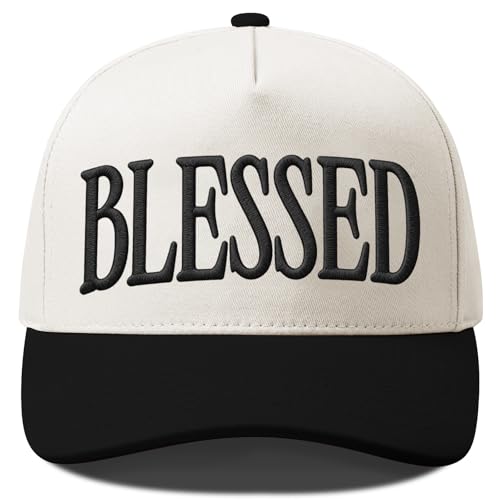 Put It On My Husband's Tab Funny Trucker Hats Women Vintage Adjustable Baseball Cap Embroidery Fashion Trucker Hat - color: Blessed - Beige/Black