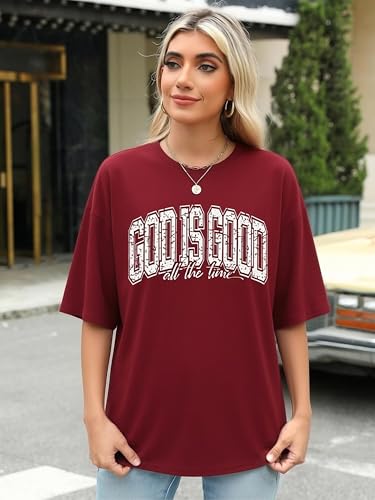 Christian Shirt for Women God is Good Shirts Womens Graphic Tshirts Jesus Shirt Bible Verse Inspirational Tee - color: Red, size: X-Large