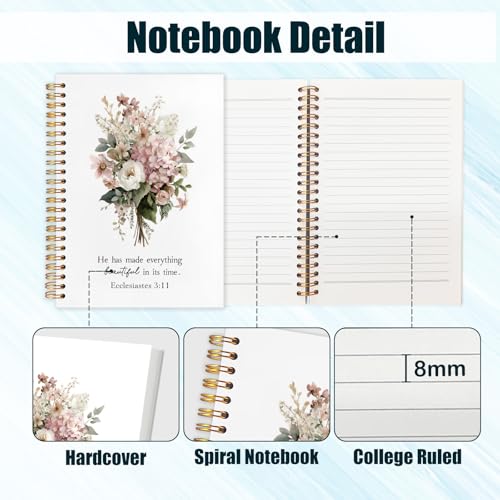 Floral Christian Notebook Journal,Bible Christian Journals Floral Notebooks for Women Note Taking,Prayer Journal for Women,Ecclesiastes 3:11 Bible Study Journal for Women,5.5x8.3 Inch - color: white-Pink Floral