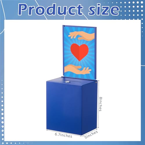Metal Donation Box for Fundraising,Basic,Blue - color: Blue