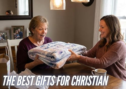 Huglanket Christian Gifts Blanket for Women, 300gsm Flannel Religious Prayer Comfort Blanket, Inspirational Faith Gifts for Mom Grandma Wife 50" x 65"