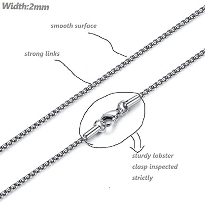 FOSIR Mens Chain Necklaces, Stainless Steel Rolo Chain Necklace for Men and Women, Silver Tone Box Chains for Men, Wide 2/3/4/5mm - size: 30.0 Inch long, style: 2mm-stainless steel