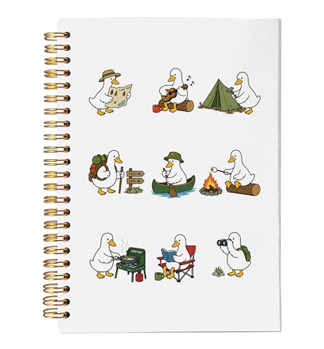 VNWEK Camping Goose Spiral Notebook Journal 5.5x8.3 Inch, Gifts for Camping Lovers Campers Journal, Funny Lake Adventure Campfire Goose Lined Hardcover Spiral Notebook - color: Camping Goose