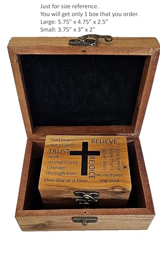 JB&C Premium Women's Rustic Brown Wooden Rosary Box, 4.75 x 5.75 x 2.5 inches, Hinged Latch, Thanksgiving Occasion, Jewelry Box - size: 5.75" x 4.75" x 2.5"