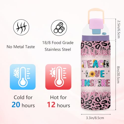 Teacher 32oz Insulated Water Bottle, Women Gift, 2-in-1 Lid, 1PCS - color: Thank Teachers-Pink