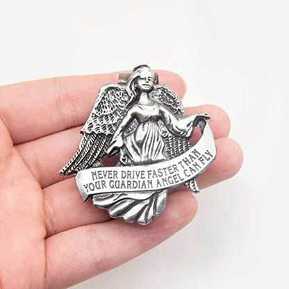 Guardian Angel Visor Clip Car Sun Visor Accessories Medal Bless Driving Safety Religious Gift for Driver, Parent, Family, Friend (1 Pcs)