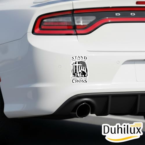 (2PCS Black and White) Stand for The Flag Kneel for The Cross Sticker 5 inch, stickers for trucks, window stickers for trucks, religious car decals, Waterproof Vinyl Decals For Cars, Laptops, Tumblers