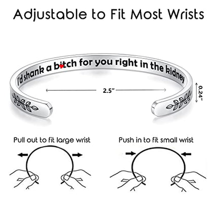TONY & SANDY Cuff Bracelets for Women Teen Girls Best Friend Sister Mom Daughter Granddaughter Easter Birthday Mother's Day Christmas Stocking Stuffers for Teen Girls Women Jewelry - style: 0 - Friend Gifts - A - I'd shank a b@tch for you right in the kid