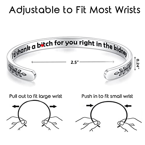 TONY & SANDY Cuff Bracelets for Women Teen Girls Best Friend Sister Mom Daughter Granddaughter Easter Birthday Mother's Day Christmas Stocking Stuffers for Teen Girls Women Jewelry - style: 0 - Friend Gifts - A - I'd shank a b@tch for you right in the kid