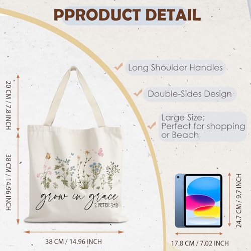 God Says You are Christian Canvas Tote Bags for Women, Inspirational Christian Gifts for Women - color: Grow in Grace