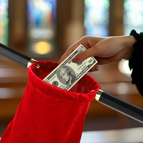 Brilucky Church Tithe Offering Bags with Wooden Handles,Offering Baskets for Church with Handles for Churches Communion Supplies,Collection Baskets for Church Offerings Accessories