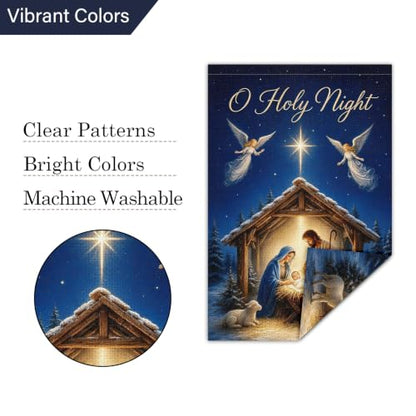 Louise Maelys Christmas Nativity Garden Yard Flag O Holy Night 12x18 Inch