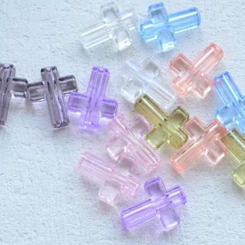 100Pcs Clear Cross Beads for Bracelet Acrylic Spacer Jewelry Making 16mm - color: Transparency