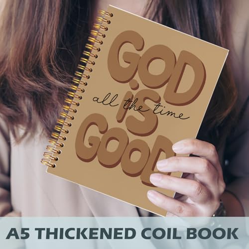 Yhtrg Brown Preppy God Is Good Notebooks, Brown Christian Spiral Notebook Gift for Women, Bible Journaling Notebooks for Office School Supplies, 5.5x8.3 Inch - color: god9