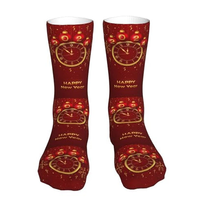 Happy New Year 2024 Unisex Sports Socks - Winter Casual Dress Fashion Socks - color: Happy New Year 2024