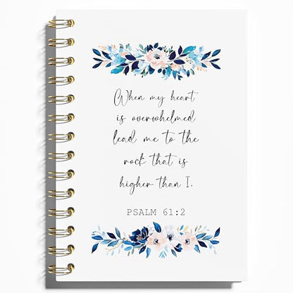 WFSM Christian Floral Notebook - Prayer Journal, Christian Gifts Journal, Bible Verse Notebook, Daily Prayer Journal, Bible Notebooks for Note Taking, Christian Gifts, 5.5x8.3 Inches - color: Psalm 61:2