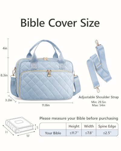 BellaHold Bible Cover Case for Women with All-in-One Bible Journaling Kit - color: Grayishi Blue