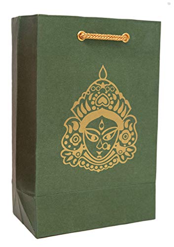 Desi Favors Durga Mata Paper Bags - Indian Gifts, Durga, Party Favor, Goodie Bags - Small (5x3x8 Inch) for Diwali, Pooja, Housewarming, Wedding Return Gifts (Pack of 8) - style: Durga Mata Paper Bags