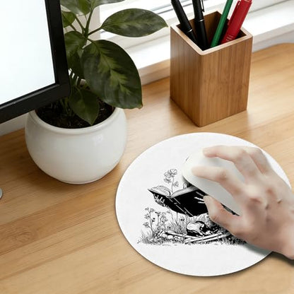 Funny Skeleton Mouse Pad,Skeleton Reading Book Mousepad Mouse Mat with Non-Slip Rubber Base for Home Office Desk Accessories, Goth Mouse Pad,Aesthetic Office Supplies,7.9x7.9 Inch - color: Color-12