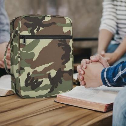 Bible Cover with Durable Handle, Carrying Book Case Church Bag Bible, Protective with Zippered Pocket, Bible Study Accessories Supplies, Book Protector for Book Lovers, Camouflage - color: Camouflage