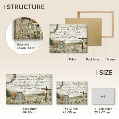 Snlihc Wrapped Canvas Christian Barn Windmill Church Wall Art 12x16 in - color: Scripture, size: 16"L x 12"W