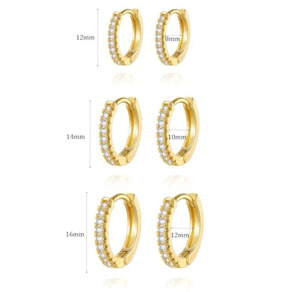 18K Gold Plated Hoop Earrings for Women, NICKEL-FREE & HYPOALLERGENIC, Timeless Jewelry Gift - color: Gold-6pcsC