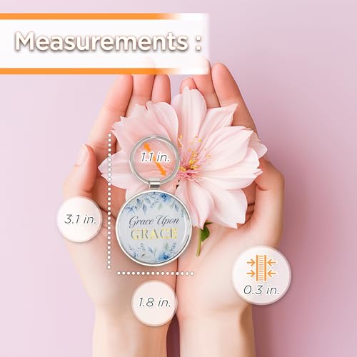 Christian Art Gifts Metal Inspirational Scripture Keychains for Men & Women: Round Sturdy Multicolor Encouraging Keyrings - color: Blue/Grace
