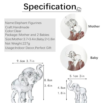 3pcs Crystal Elephant Figurines Collectible Art Glass Animals Paperweight - style: Elephant-3pcs