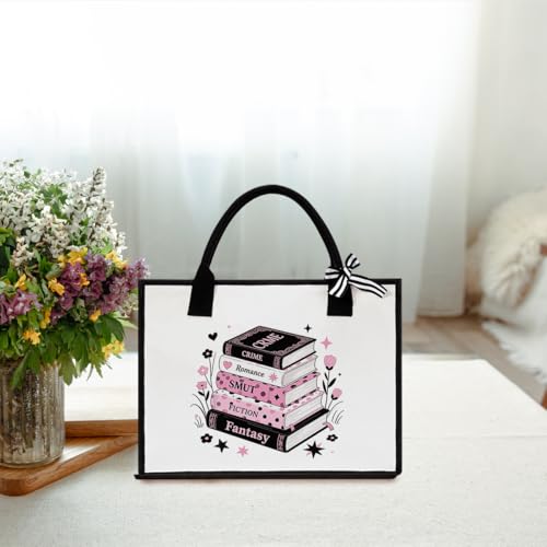 Book Tote Bag Christmas Librarian Bookish Gifts for Women Readers Book Lover - color: Pink Book