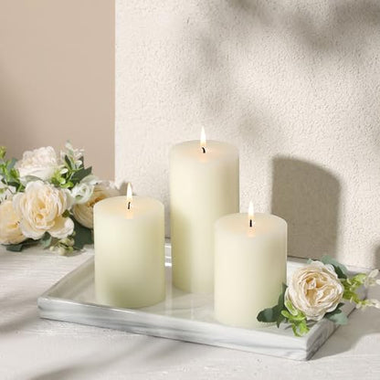 3x4 Inch White Pillar Candles Set of 3, Hand-Poured Unscented Pillar Candle - color: White, size: 3x4