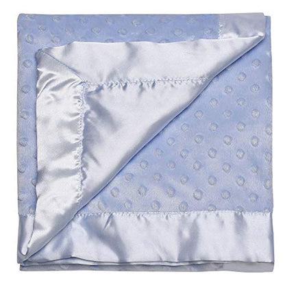 Baby Starters Textured Dot Blanket with Satin Trim, Blue 30" x 40" - color: Blue Dot