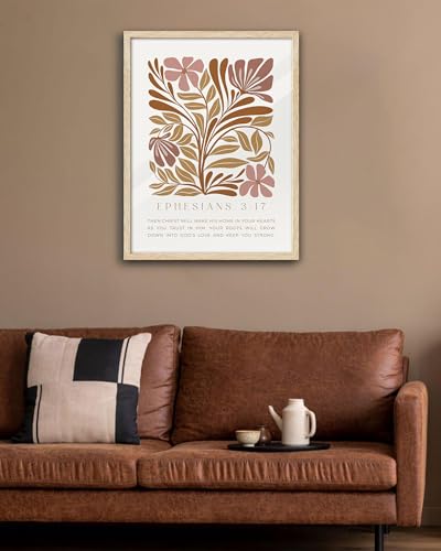 EcoHest 16x20 in Ephesians 3:17 Abstract Floral Framed Christian Wall Art - color: Framed Ephesians, size: 20"L x 16"W
