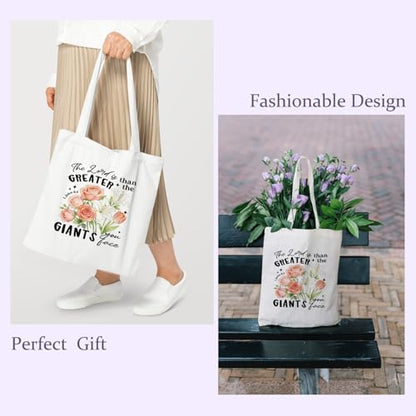 Chicimln Christian Goose Tote Bag, off to Praise the Lord Bible Verse Canvas Tote Bags - color: White 04
