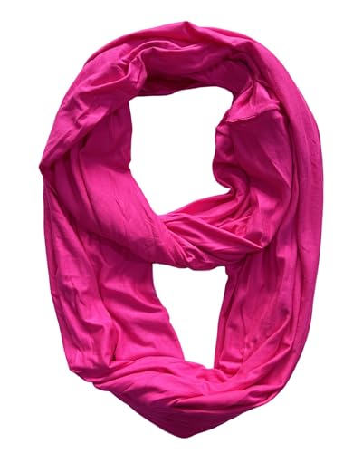 Lina & Lily Premium Modal Jersey Knit Women's Infinity Scarf Loop Lightweight - color: Dark Pink
